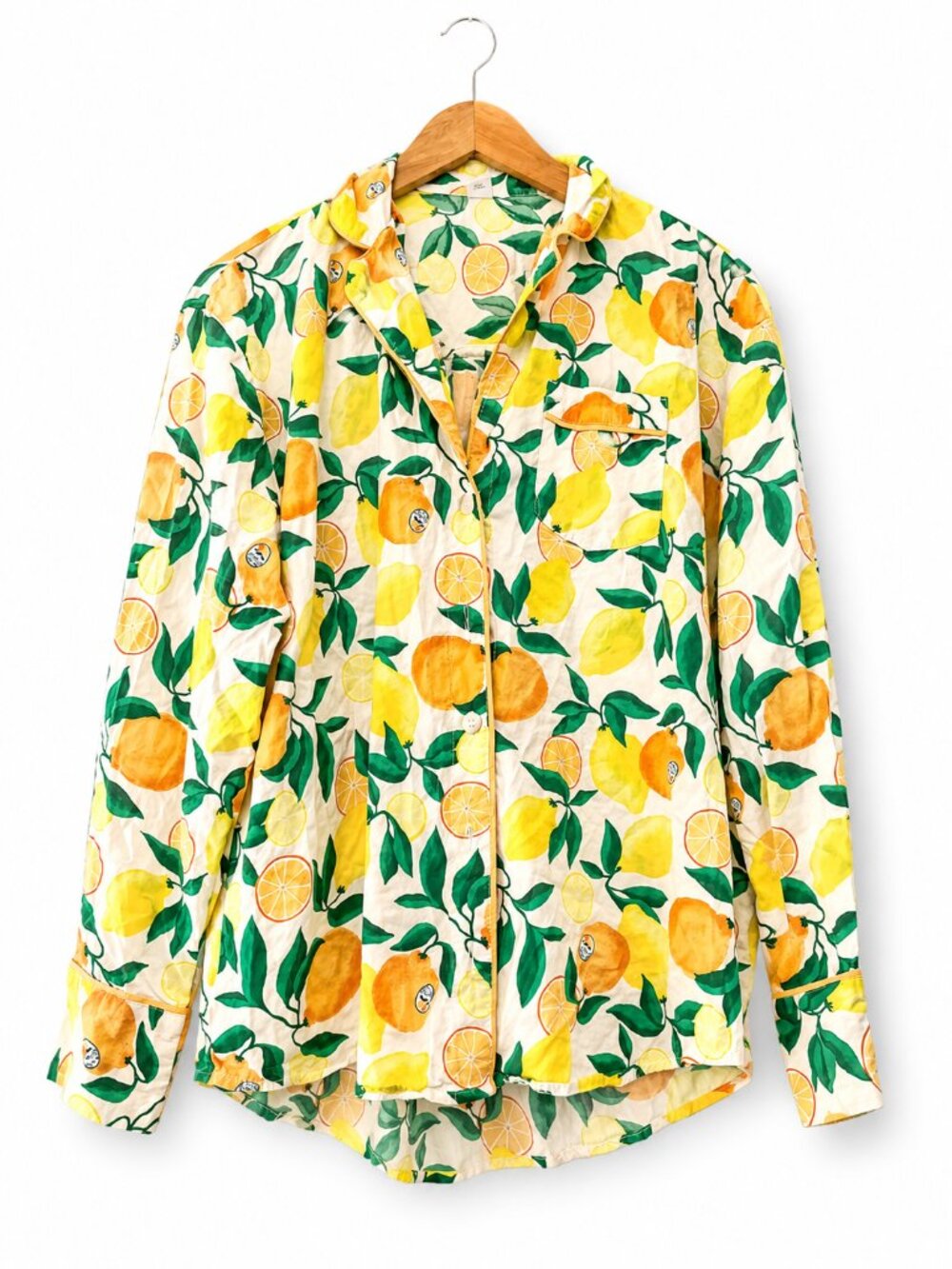 Old Navy Lemon Print Pajama Button Up Shirt XS